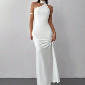 Elegant White One-Shoulder wedding Dress
